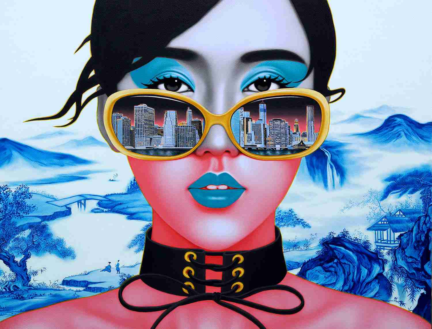 青花女孩 Underglaze Blue Girl 100x130cm 布面油画 oil on canvas