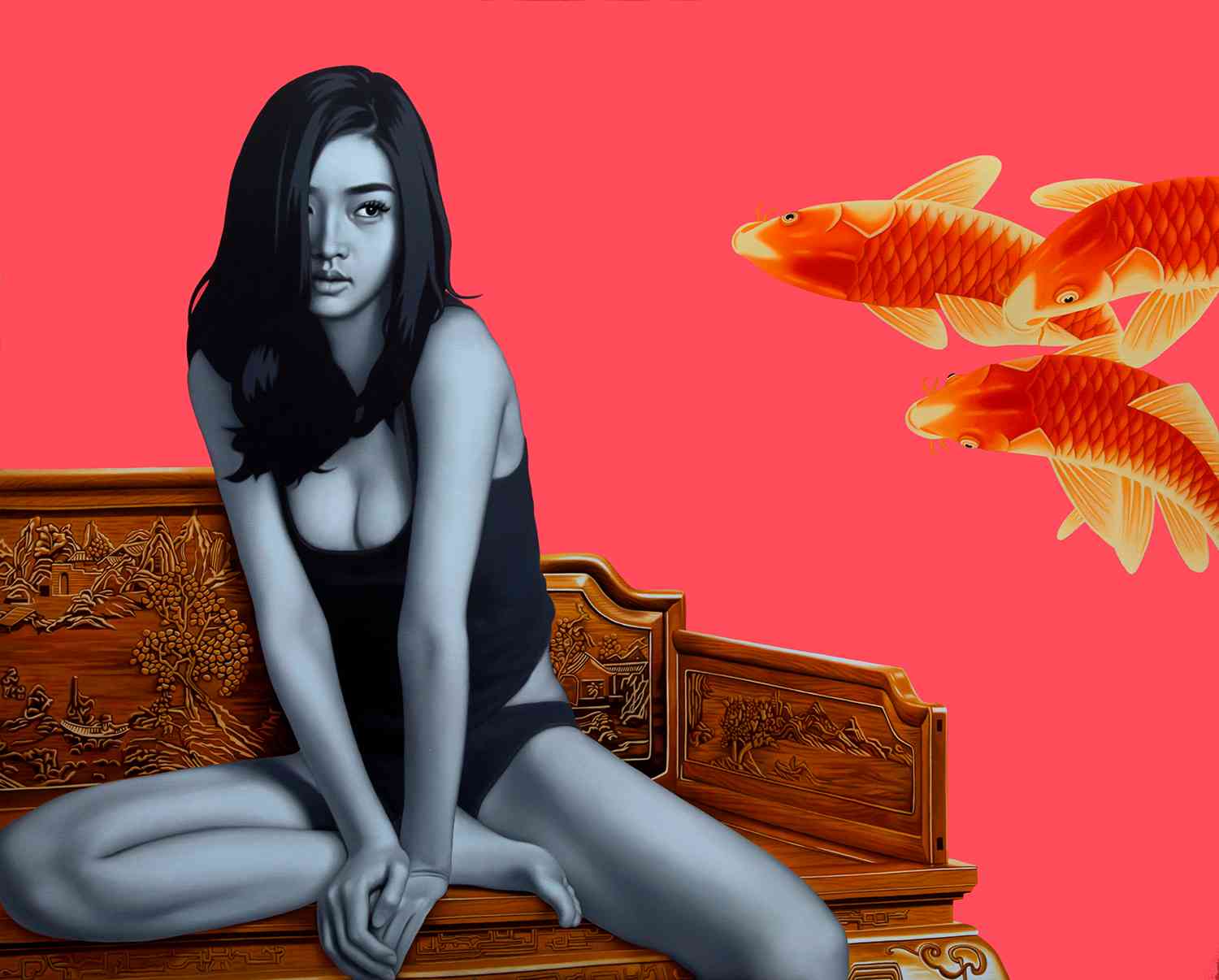 鱼.女孩 Fish Girl 170x210cm 布面油画 oil on canvas