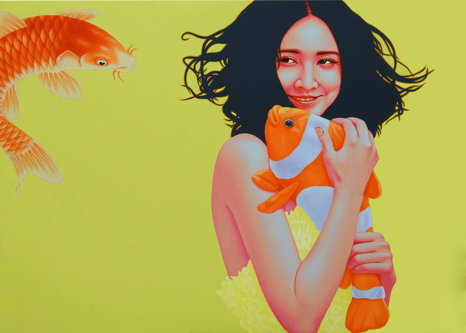 鱼.女孩 Fish Girl 100x130cm 布面油画 oil on canvas
