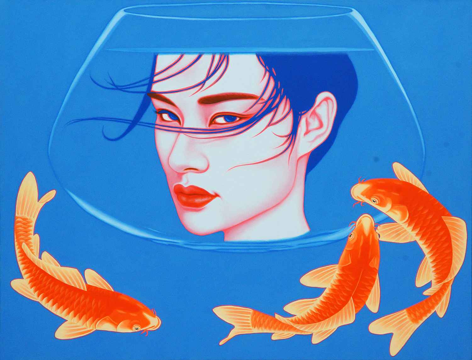 鱼缸女孩 Aquariums Girl 100x130cm 布面油画 oil on canvas