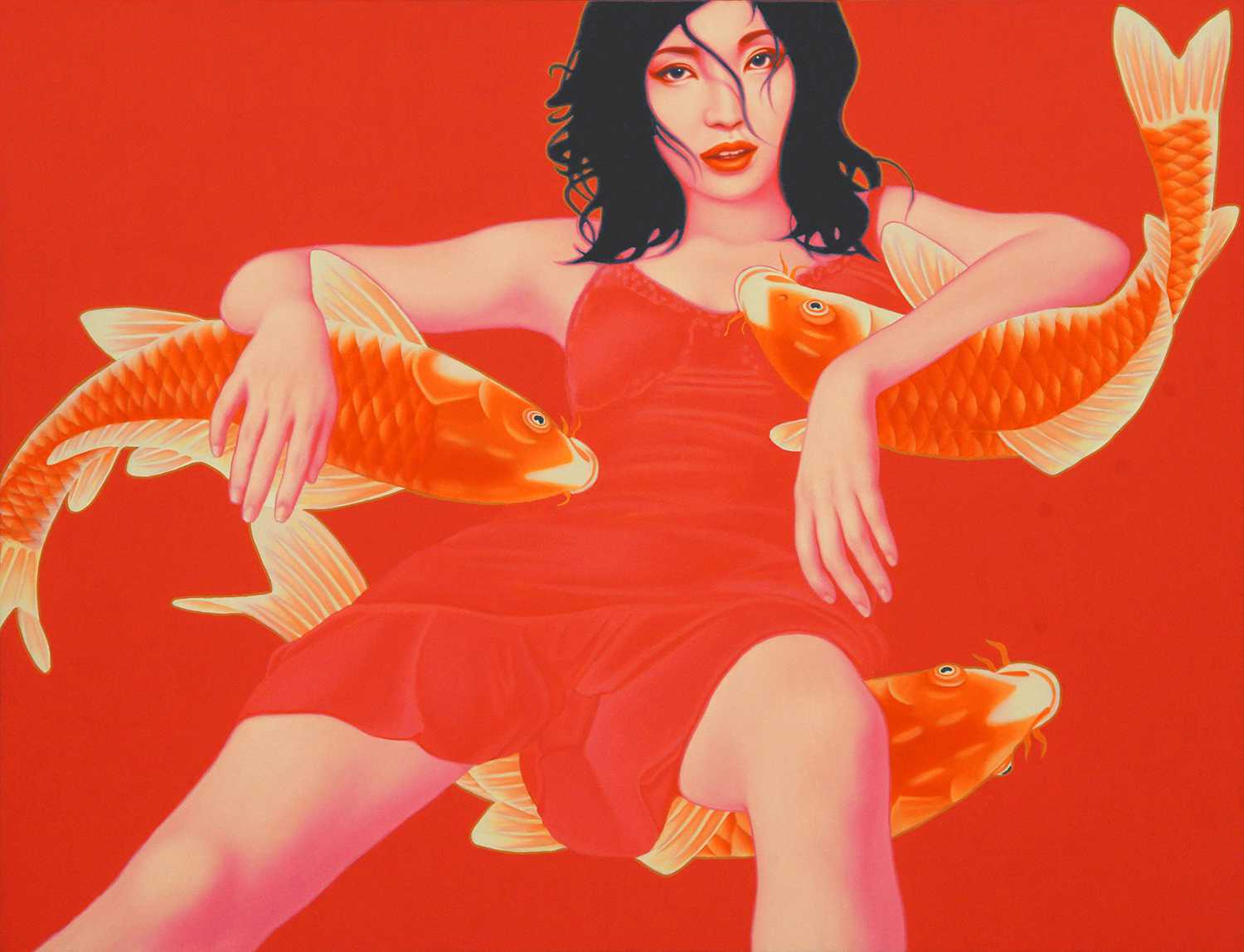 鱼·女孩 Fish Girl 100x130cm 布面油画 oil on canvas