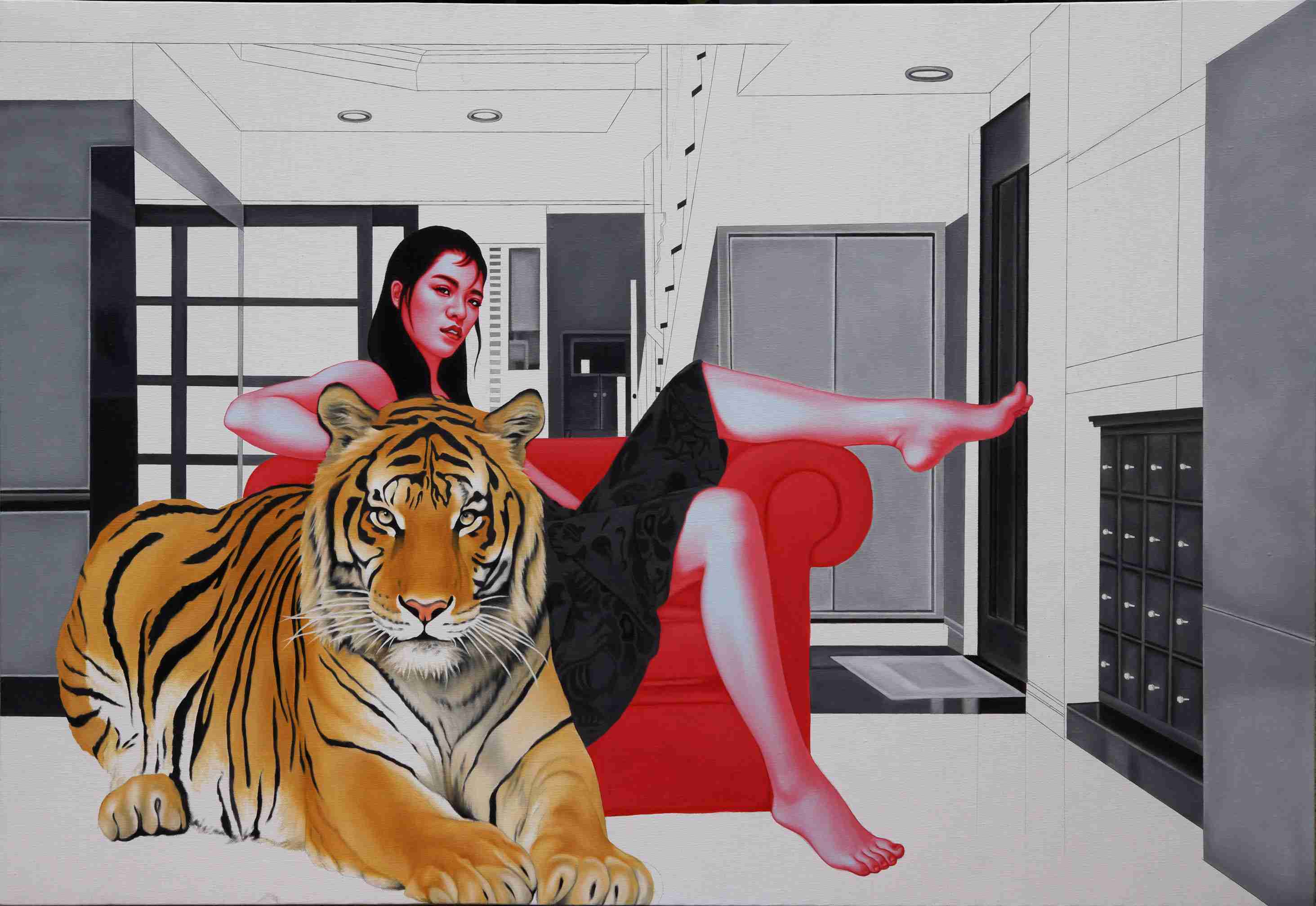 美女与野兽 Beauty and the Beast 100x150cm 布面油画Oil on canvas