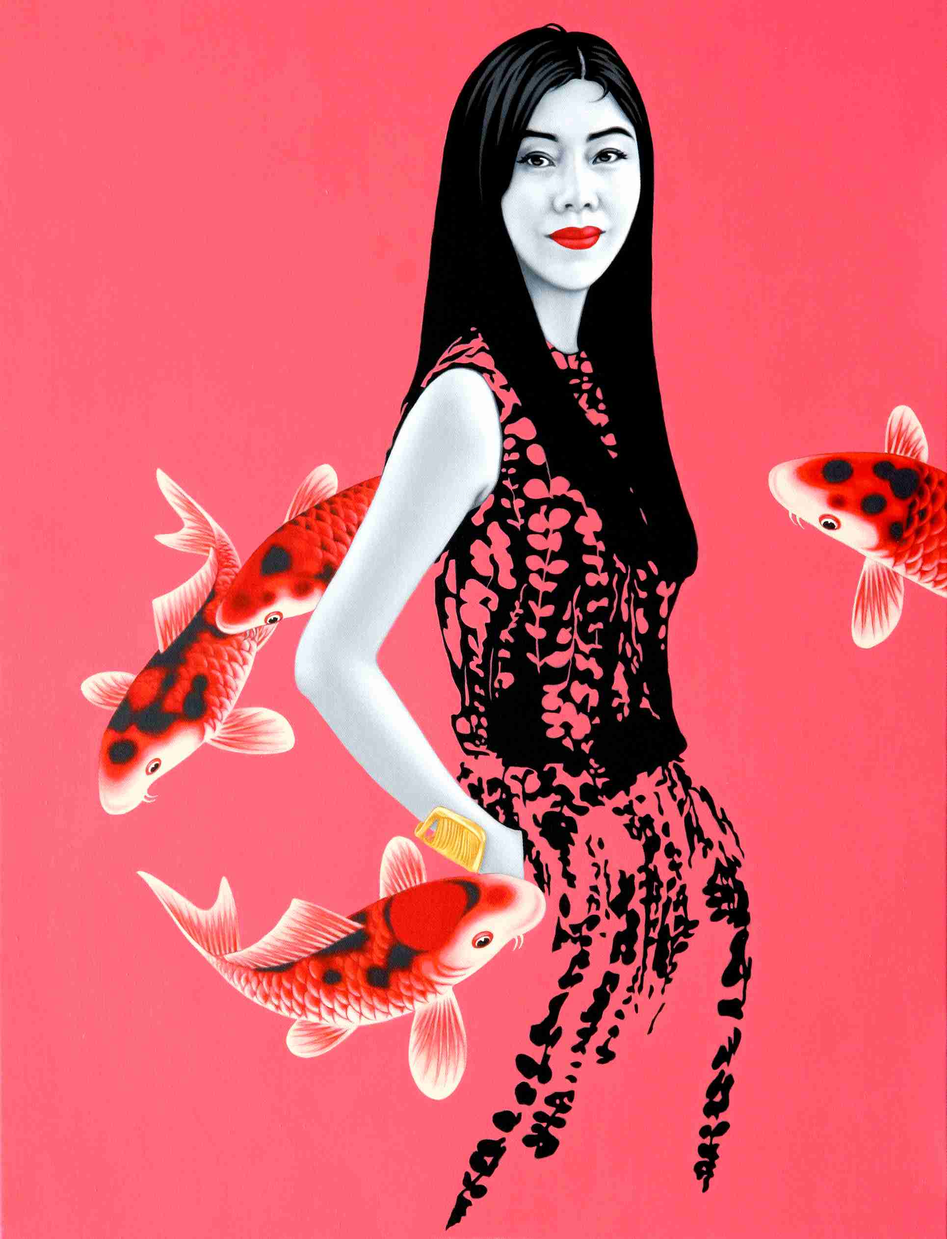 鱼·女孩  Fish Girl 35x35cm 布面油画 oil on canvas