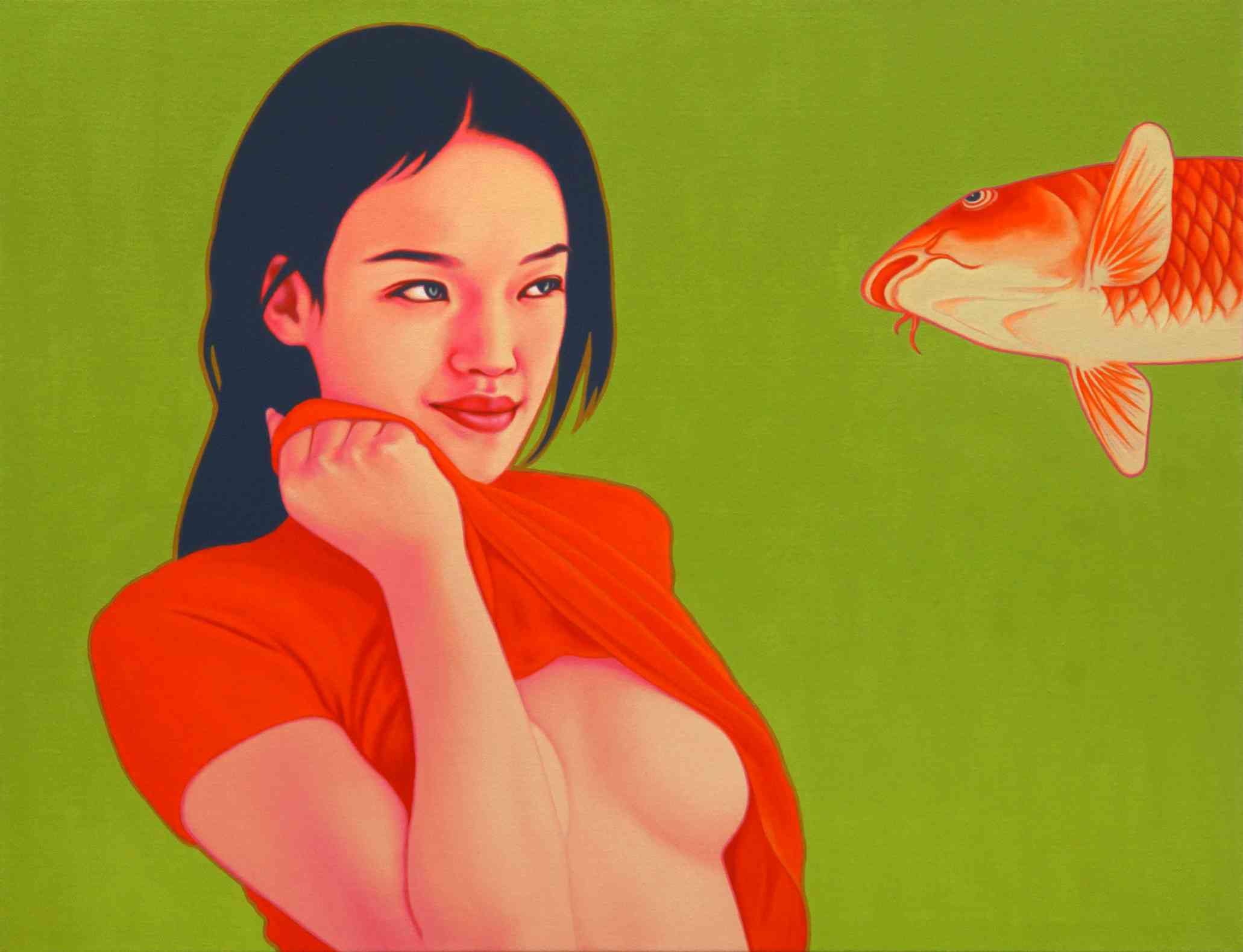 鱼·女孩 Fish Girl 100X130cm 布面油画 oil on canvas