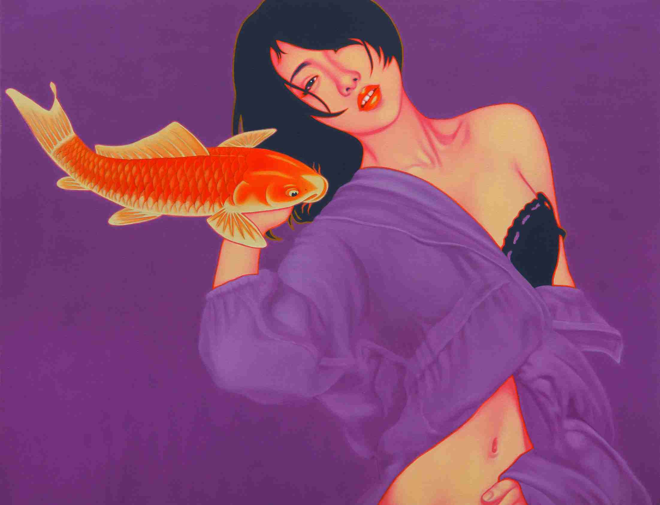 鱼·女孩 Fish Girl 100x130cm 布面油画 oil on canvas