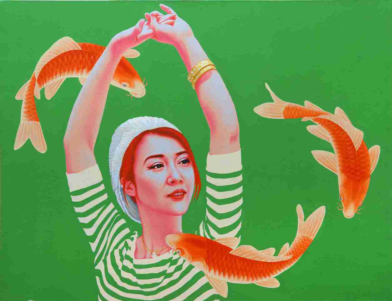 鱼·女孩 Fish Girl 100x130cm 布面油画 oilcanvas